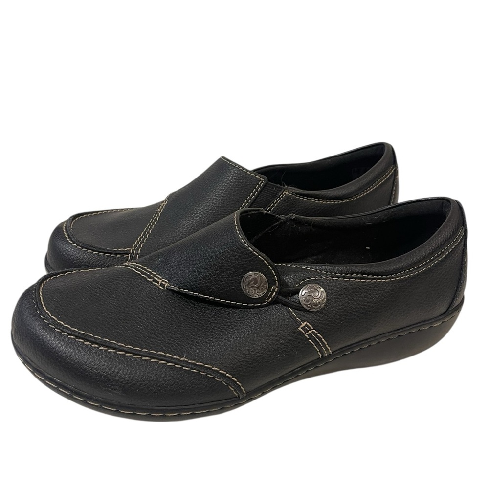 Clarks Ashland Black Leather Slip-On Loafers Shoes
